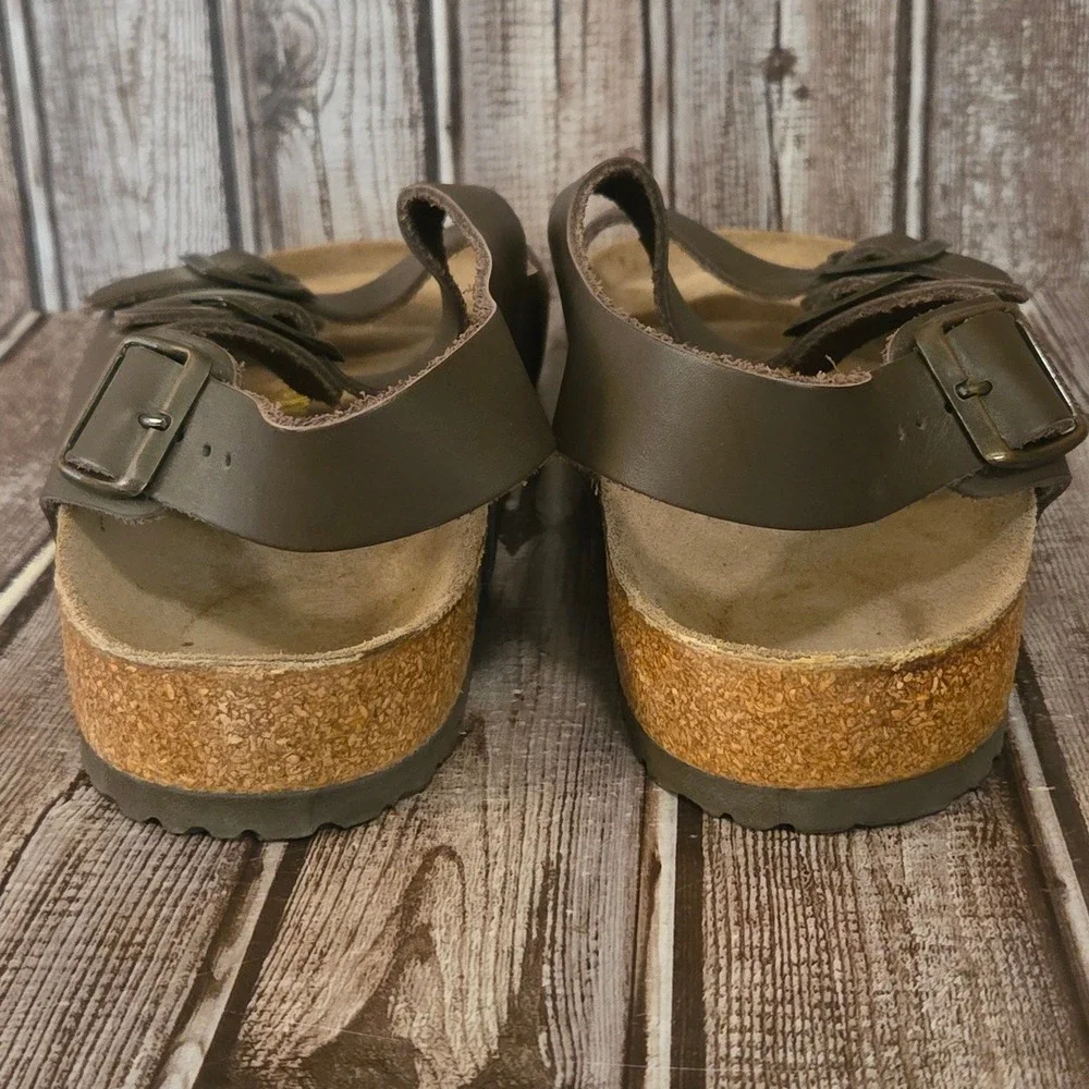 Sz 45 R/ 12 Mens Birkenstock Milano Brown Leather Backstrap Sandals Excellent